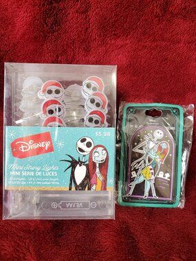 Nightmare Before Christmas NIB String Lights and Bioworld Pin Jack and Sally